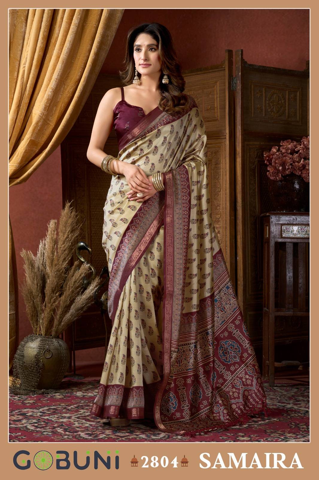 Samaira By Gobuni 2801 To 2806 Series Indian Traditional Wear Collection Fancy Colorful Party Wear Cluster Digital Saree At Wholesale Price